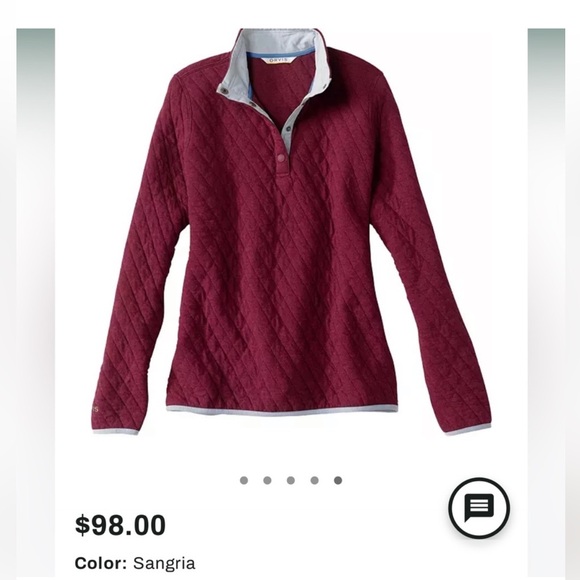 Orvis Women’s XS Quilted 1/4 Snap Pullover Sweatshirt Sangria - Picture 5 of 5